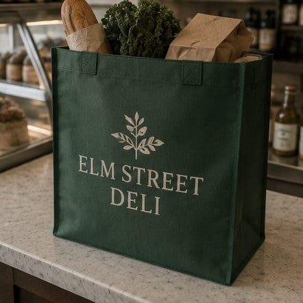 Personalized grocery bag with a logo